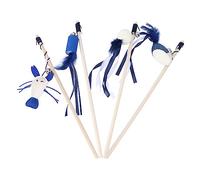 FONDOTIN Lot De 4 Jouets Interactifs pour Chat Bâtonnets Et Clochettes Poignée pour Chatons Fournitures pour Animaux De Compagnie Style Aléatoire
