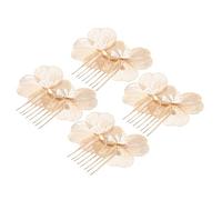 FONDOTIN Lot de 4 Peignes à Cheveux Fleuris Dorés pour Mariage Accessoires de Tête Baroques Vintage Peignes Latéraux Légers en Métal pour Coiffure de Mariée Élégante