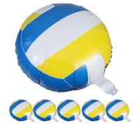 FONDOTIN Lot de 6 Ballons Gonflables de Volley-ball 45 Cm Bleu et Jaune, Ballon Beach-volley Léger et Résistant, Décoration de Fête Anniversaire Sportive pour Plage et Événements