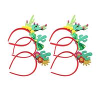 FONDOTIN Lot de 6 Bandeaux Cactus Verts en Tissu Doux Broderies Fleurs, Serrage-têtes Tropicaux pour Carnaval, Enterrement de Vie de Jeune Fille et Fêtes Mexicaines, Accessoires