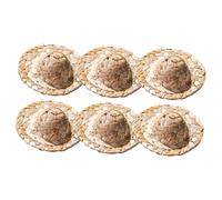 FONDOTIN Lot de 6 Décorations pour Verres à Cocktail Mini Chapeaux de Paille en Matériau Sûr pour Fête et Barbecue, pour Boissons et Amuse-Gueules, Accessoires Décoratifs Festifs