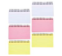 FONDOTIN Lot de 6 Petits Carnets à Spirale Lignés 7,6 X 12,7 Cm Papier Fin Anti-bavure Couleurs Blanc, Rose et Jaune Bloc-notes de Poche pour École, Bureau et Organisation Quotidienne