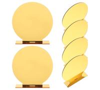 FONDOTIN Lot de 6 Sets de Panneaux Numéro de Table en Acrylique 2mm Double Face Doré, Format Rond, Supports Stables pour Mariage, Fête et Banquet, Signalisation Élégante pour Tables