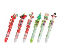 FONDOTIN Lot de 6 Stylos à Bille à Motifs de Noël, en Plastique, Couleurs Mélangées, Stylo à Écriture Fluide et Rétractable, pour Étudiants et Présents de Fête de Fin Couleur Aléatoire