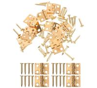 FONDOTIN Lot de 60 set de Mini-Charnières Pliantes Dorées en Métal pour Portes et Boîtes de Loisirs Créatifs Charnières Miniatures 10 MM Ultra-Légères pour Maisons de Poupées Coffres à