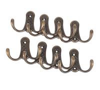 FONDOTIN Lot de 8 Crochets Muraux en Alliage de Zinc Vintage, 57x77 Mm, Crochets Doubles Rustiques pour Porte-serviettes, Manteaux et Ustensiles, Patères Polyvalentes pour Salle de Bain,