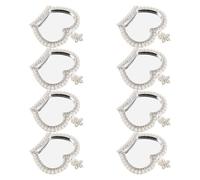 FONDOTIN Lot de 8 Miroirs Autocollants de Couronne Argentée, Mini Ornement Décoratif en Métal et Verre pour Coque de Téléphone, Accessoire Polyvalent pour Maquillage et Décoration