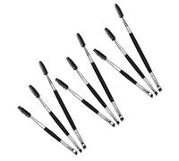 FONDOTIN Lot de 9 Pinceaux à Sourcils Double Embout Manche en Bois - Brosse Biseautée et Goupillon Doux - Kit Professionnel pour Entretien Précis des Sourcils Maquillage Quotidien et Peau