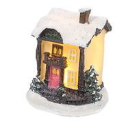 FONDOTIN Maison Lumineuse De Noël Décoration Accueillir Ornements Petit Villa Scène Illuminé Lumières Dirigé Décor Extérieur De Noël Joyeux Solaire Faire La Fête Éclairé Résine