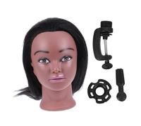 FONDOTIN Mannequin Tête à Coiffer Peau Noire Naturelle Tête Entraînement Coiffeuse Professionnelle pour Tresses Cheveux Humains Durables pour Salon et École de Cosmétologie