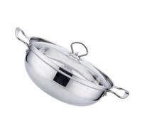 FONDOTIN Marmite Acier Inoxydable Compatible Induction avec Couvercle Verre pour Soupe et Plats Mijotés