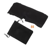 FONDOTIN Masque de Sommeil Noir Ajustable en Tissu Imitant la Soie avec Cache-oreilles Antibruit et Pochette de Rangement, Masque de Voyage Yeux, pour Nuits, Siestes et Déplacements