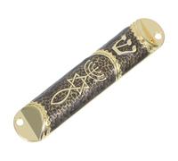 FONDOTIN Mezouza Métallique avec Parchemin pour Porte Décoration Catholique Élégante Ornement Religieux Compact pour Maison Protection et Doré et Noir