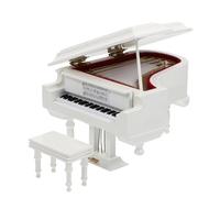 FONDOTIN Mini Boîte à Musique Décorative Piano à Queue Blanc Modèle Miniature 14X11X9 CM Mécanisme Musical Présent D’Anniversaire Élégant pour Bureau et Maison