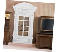 FONDOTIN Miniature Dollhouse Window Kit with Plastic Frame and European Roman Column Design DIY Construction Parts for Hobbyists and Creative Scenes