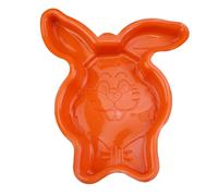 FONDOTIN Moule à Gâteau en Silicone 31x25x4 Cm Motif Lapin de Pâques Orange, Antiadhésif, Démoulage Facile, Moule Pâtisserie DIY pour Cuisson Maison et Festive