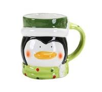 FONDOTIN Mug en Céramique Pingouin de Noël Tasse à Café 1 Pièce Poignée Ergonomique Ouverture Arrondie Réutilisable pour Boissons Chaudes et Occasions Festives