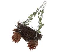 FONDOTIN Nid Suspendu en Rotin Naturel pour Cage à Oiseaux Balançoire Intégrée, Résistant à l'usure, Taille Moyenne, Aire de Jeux pour Perroquets et Perruches