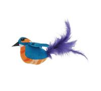 FONDOTIN Oiseau Volant pour Chat Gazouillement et Ailes Battantes Baguette Interactive Bleue en Plastique Recharge D’Herbe à Chat Incluse Jeu Stimulant L’Instinct de Chasse pour