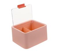 FONDOTIN Organisateur De Maquillage Transparent avec Couvercle Boîte à Coton à Deux Compartiments pour Cotons-tiges Éponges Et Rouges à Lèvres Rangement Cosmétique Pratique pour