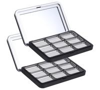FONDOTIN Palette à Fards à Paupières Vide 2 Pièces Plateau Métallique, Rangement Résistant et Portable pour Maquillage, Présent pour Femme