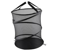 FONDOTIN Panier à Linge Pliable Maille Respirante Corbeille Ronde Pour Vêtements Bac De Rangement Pratique Pour Maison Noir