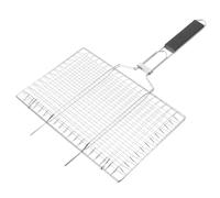 FONDOTIN Panier De Barbecue Acier Inoxydable avec Poignée Cuisson Portative pour Poissons Et Viandes Accessoire pour BBQ Et Plein Air Noir