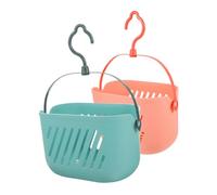 FONDOTIN Panier De Rangement Suspendu Pour Salle De Bain, Lot 2 Pièces, Plastique Résistant Trous D’écoulement, Étagère Murale Multifonction Pour Cosmétiques Et Articles De Toilette