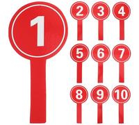 FONDOTIN Panneaux de Score Portables en Mousse Haute Densité 12x24 Cm Rouge 10 Pièces Chiffres 1 à 10 pour Affichage, Tableaux Effaçables à Sec, Raquettes de Pointage Légères