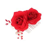 FONDOTIN Peigne à Cheveux Floral Élégant pour Mariage Accessoire Nuptial Rose et Filles Parure de Tête pour Mariée