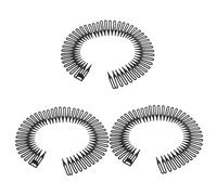 FONDOTIN Peigne à Ressort Flexible 3 Pièces Noir, Serrage-tête Extensible Pour Femmes, Domptage Des Mèches Rebelles, Accessoires Coiffure Sport Et Usage Quotidien