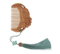 FONDOTIN Peigne Bois de Santal Sculpté Lotus Brosse à Cheveux Naturelle pour Femmes Massage Du Chevelu Léger et Portable pour Usage Quotidien et Salon de Beauté