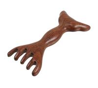FONDOTIN Peigne en Bois Forme Bois de Cerf Ergonomique Double Tête pour Massage du Cuir Chevelu et Stimulation Capillaire Accessoire Multifonction pour Détente