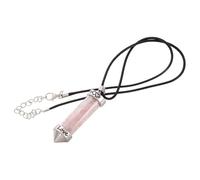 FONDOTIN Pendentif En Pierre Naturelle Quartz Rose, Bijou Cristal De Guérison Hexagonal, Design Cœur Double, Pour Hommes Et Femmes, Accessoire Mode Spirituel Présent Amoureux