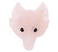 FONDOTIN Pendentif Tête de Loup Pierre de Cristal Rose Naturel Sculpture de Loup Guérisseur Accessoire DIY pour Bijoux Figurine Décorative de Taille Importante