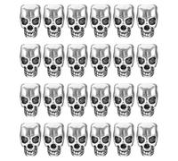 FONDOTIN Perles Tête de Mort en Alliage à Gros Trou 40 Pièces Breloques Métalliques pour Création de Bijoux DIY Style Punk Halloween Compatibles Bracelets et Cordons Larges