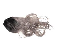 FONDOTIN Perruque Synthétique Longue Ondulée Dégradé Noir-gris pour Femmes Look Naturel Confort Réglable avec Filet à Boucle pour Cosplay Fête et Halloween