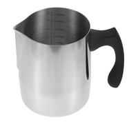 FONDOTIN Pichet à Lait Acier Inoxydable avec Poignée Plastique Résistante Chaleur Bec Verseur Incliné et Graduation Précise pour Latte Art Cappuccino et Usage Domestique ou Réutilisable