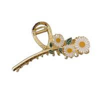 FONDOTIN Pince à Cheveux Métal Petite Fleur de Marguerite Griffe Décorative Solide pour Cheveux Fins et Épais Tenue Confortable pour Femmes Usage Quotidien et Occasions Spéciales