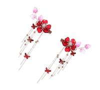 FONDOTIN Pince à Cheveux Rétro à Pompons Fleur de Grenadier Taille Moyenne pour Femmes Cérémonie Mariage Accessoires Coiffure Ancienne