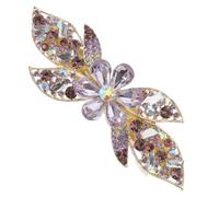 FONDOTIN Pince à Cheveux Strass Fleur, Taille Moyenne, Clip Ressort Violet, Femmes Et Filles, Coiffure Élégante, Maintien Cheveux Fins Et Épais