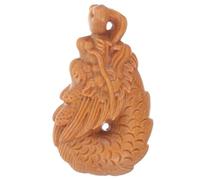 FONDOTIN Porte-clés Pendentif Dragon en Bois de Santal Artisanal, Accessoire Décoratif Sculpté, Finition Polie Raffinée, Usage Diy, Décoration Paquet et Voiture, Ambiance Nouvel An,