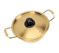 FONDOTIN Pot à Nouilles Coréennes Acier Inoxydable avec Couvercle Casserole Adhésive à Double Poignée pour Nouilles Instantanées Fruits de Mer et Repas Quotidiens