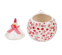 FONDOTIN Pot de Rangement en Céramique Forme Poule Rouge Fleurie 3D Couvercle, Bonbonnière Décorative Pâques, Contenant pour Bijoux et Petits Objets, Accessoire Pratique pour Bureau