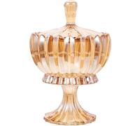 FONDOTIN Pot de Rangement en Verre Ambré Haut avec Couvercle Pot à Bijoux en Verre Gaufré Transparent pour Bagues et Bonbons Récipient Décoratif pour Maison Cuisine Accessoire de