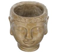 FONDOTIN Pot Fleur Tête Bouddha en Ciment pour Plantes Succulentes, Mini Jardinière Décorative de Bureau, Pot Artistic en Ciment Couleur Bronze Antique pour Intérieur et Jardin, Ornement
