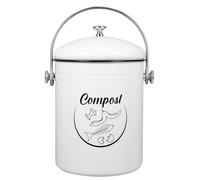 FONDOTIN Poubelle de Compost Cuisine Fer Recyclable avec Couvercle Bac à Déchets Alimentaires Spacieux pour Plan de Travail Poubelle à Compostage Intérieure Au Design Minimaliste