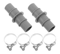 FONDOTIN Raccord Adaptateur pour Tuyau D’Aspirateur de Piscine 1-1/4 et 1-1/2 en Plastique Gris avec 4 Pinces de Serrage Connecteur pour Tuyau D’Aspiration et Pompe de Filtration Kit 2