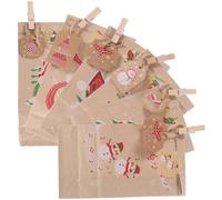 FONDOTIN Sacs Cadeaux Noël Kraft Vintage Sacs DIY pour Calendrier de l'Avant Pochettes Suspendues pour Bonbons Biscuits et Snacks Décorations Festives Compactes