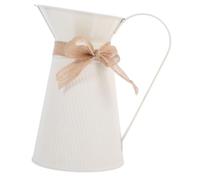 FONDOTIN Seau à Fleurs Vintage Blanc Cassé Vase Pichet Rustique Décoratif pour Maison Bureau Mariage et Centre de Table Contenant Floral Stable et Polyvalent